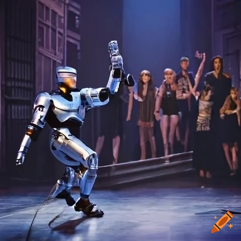 scene from Robocop the musical on Broadway