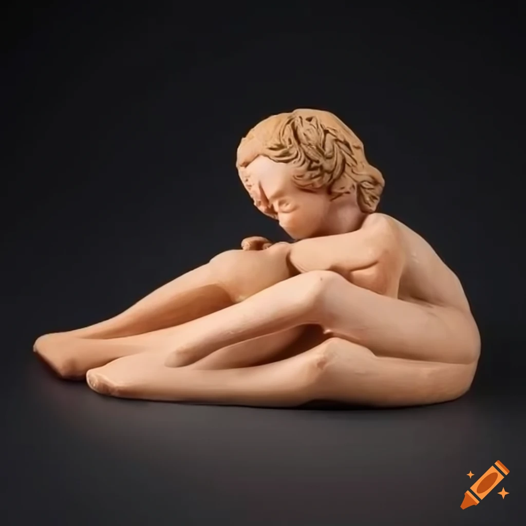 clay figurine of a woman in a relaxed pose