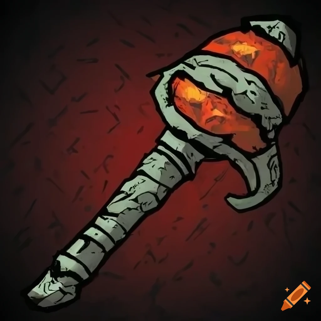 Fantasy artwork inspired by darkest dungeon with a meteor hammer on Craiyon