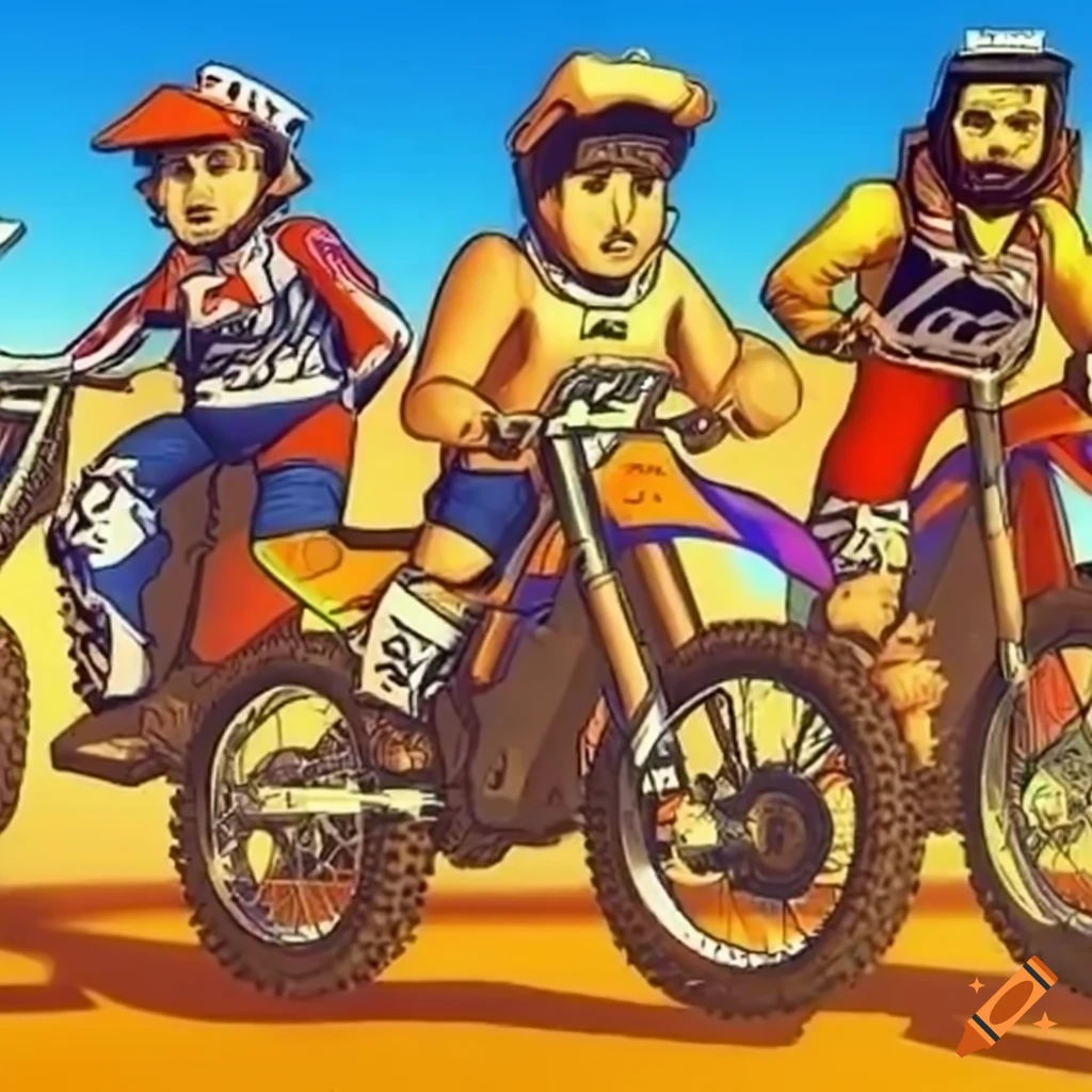 banner inspirado en videojuegos de motocross de los 80