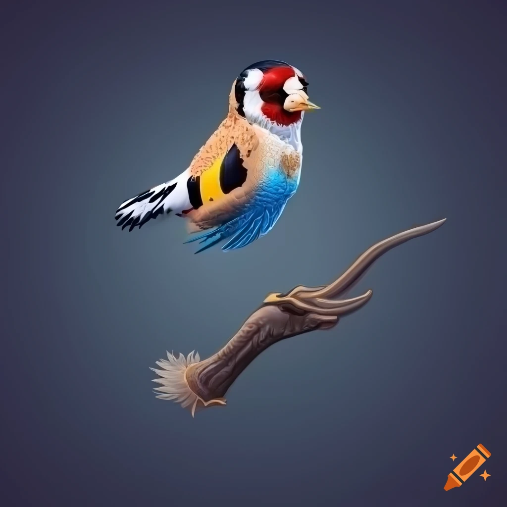 detailed illustration of a European goldfinch bird