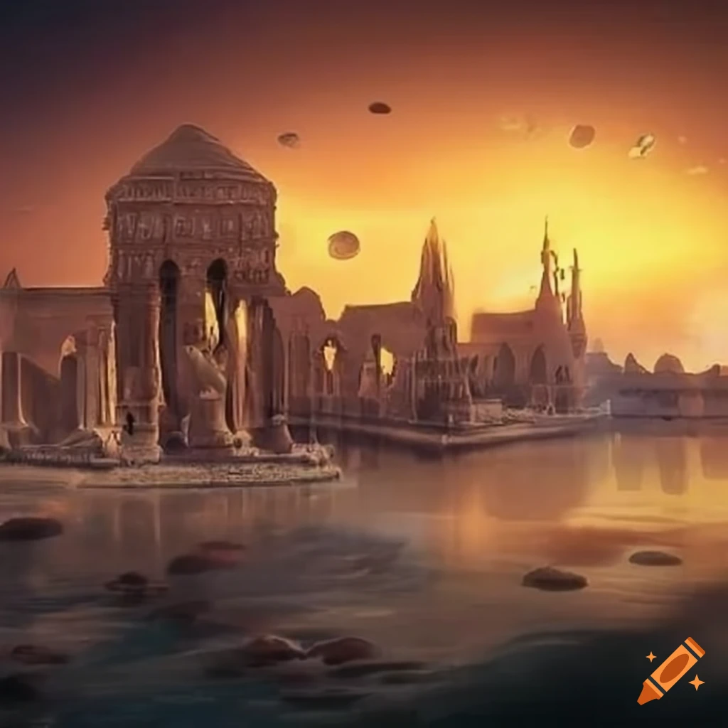 fantastic depiction of an ancient Sasanian city