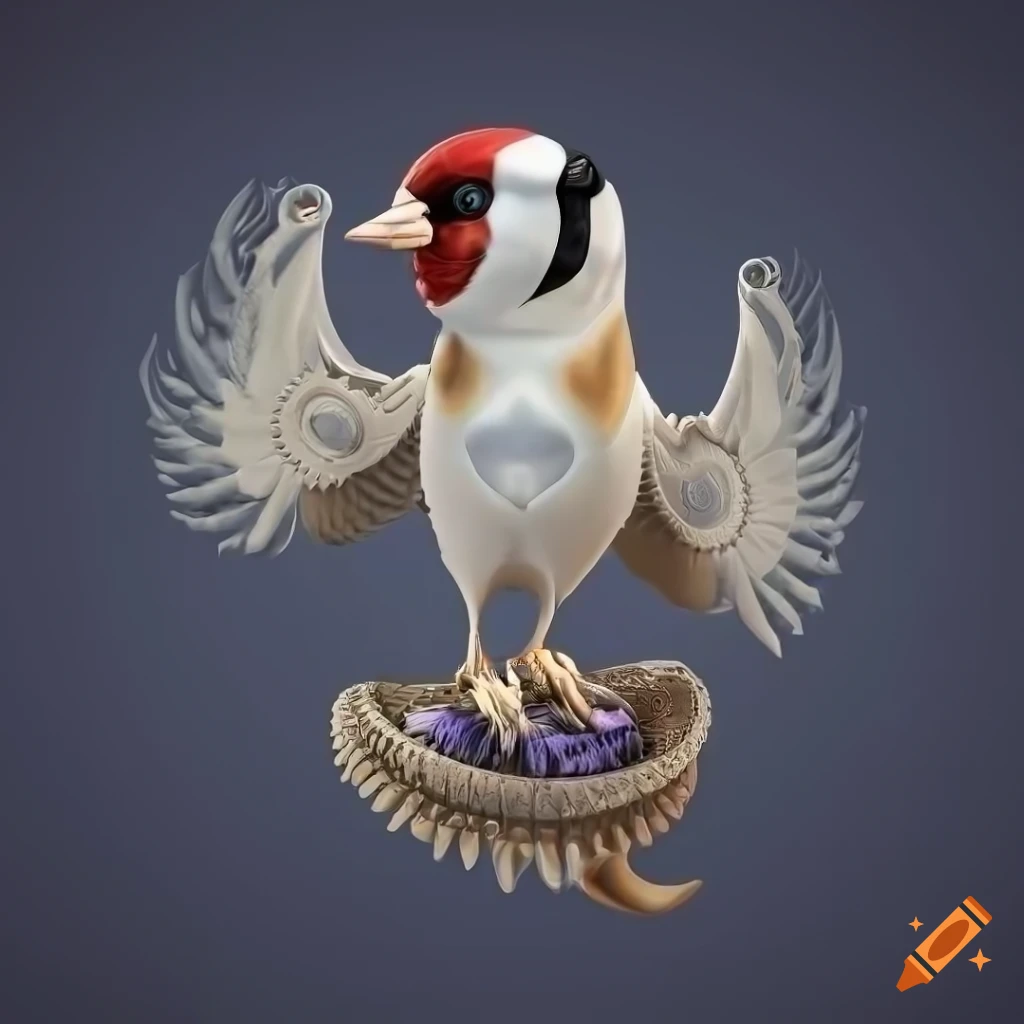 detailed illustration of a king european goldfinch bird