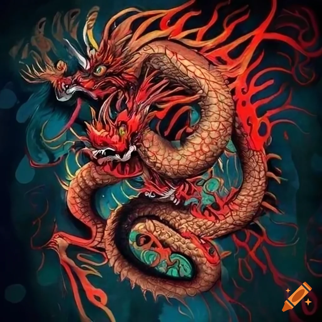 Chinese dragon tattoo inspired by vincent van gogh on Craiyon