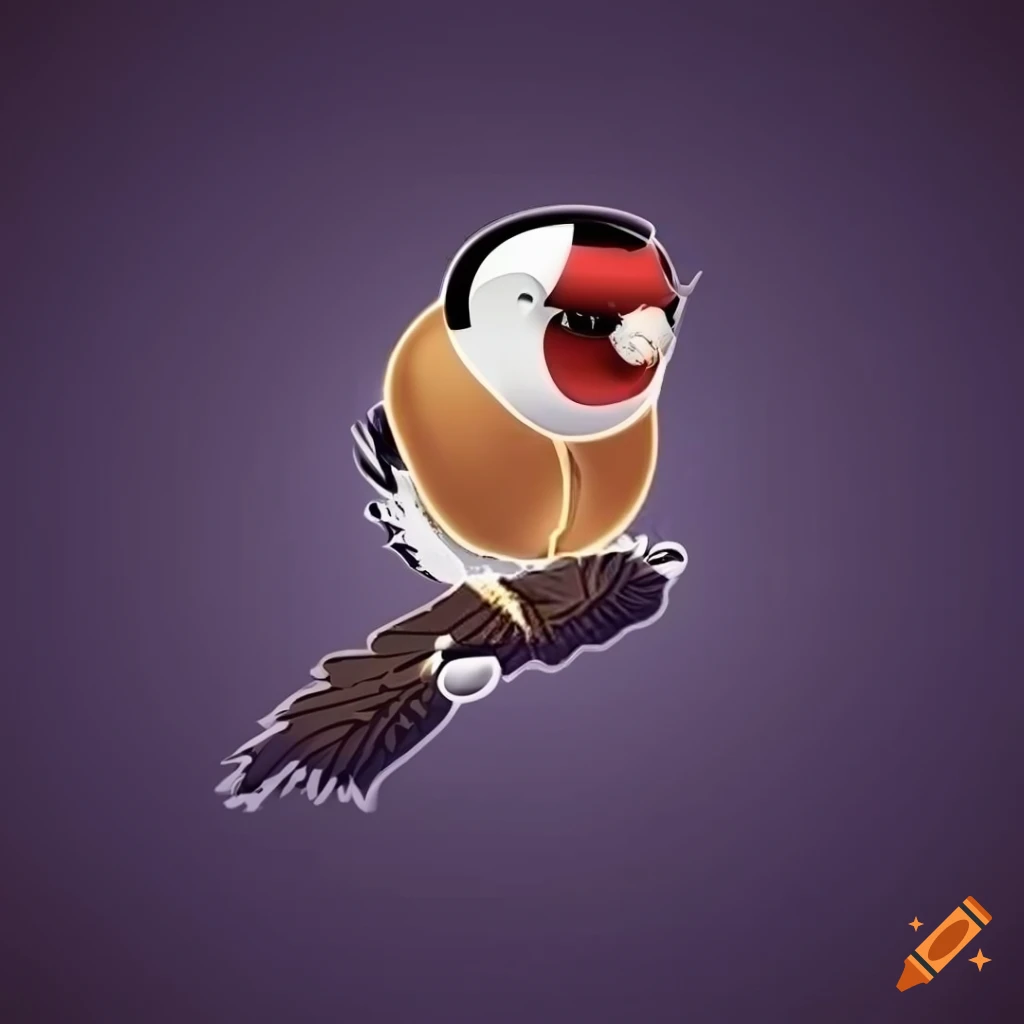European goldfinch taking off in a logo design