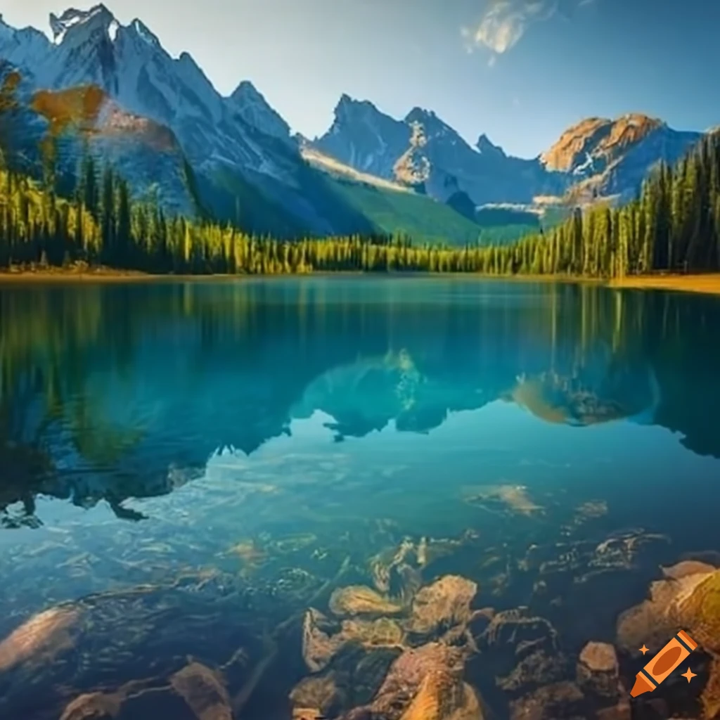 Scenic View Of A Mountain Lake