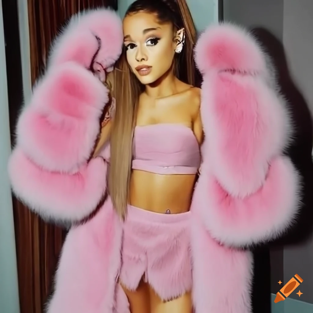 Ariana Grande In A Pink Fur Coat