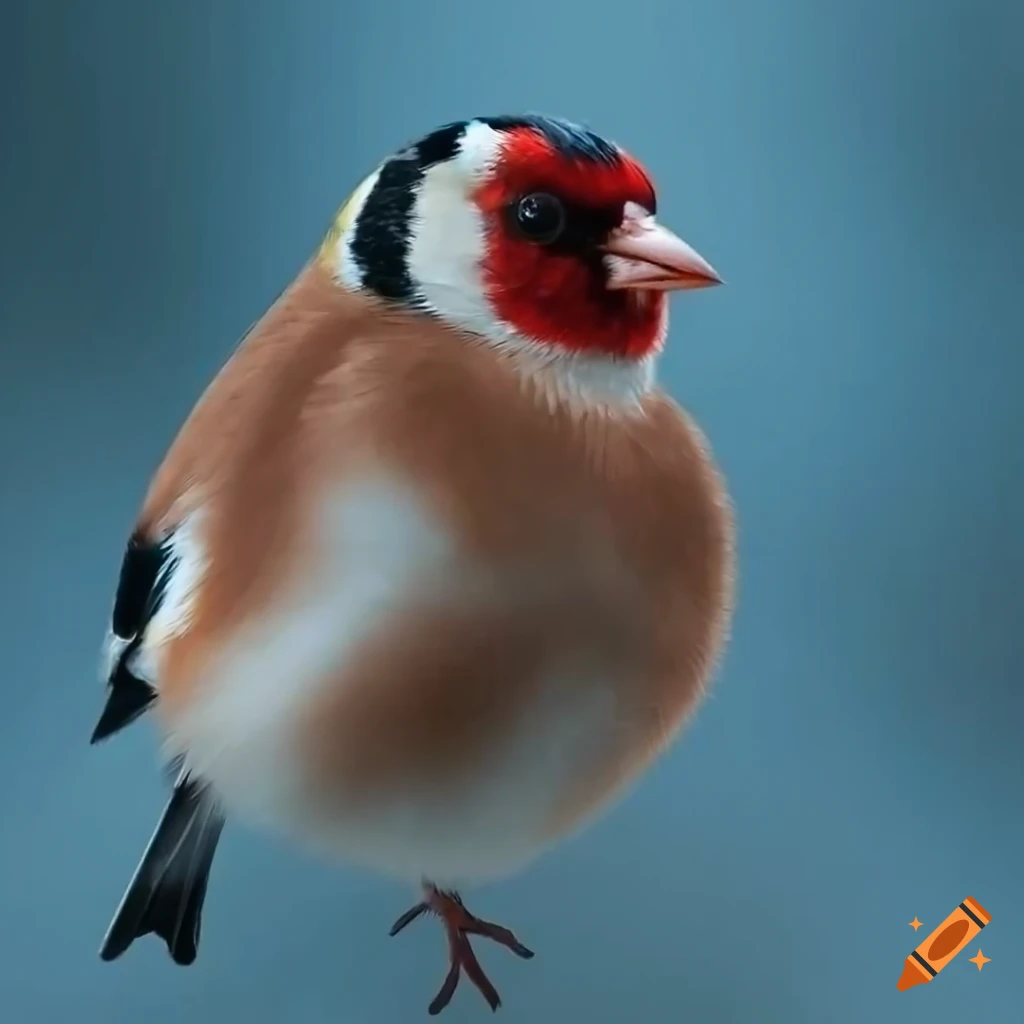 adorable goldfinch with fluffy brown feathers