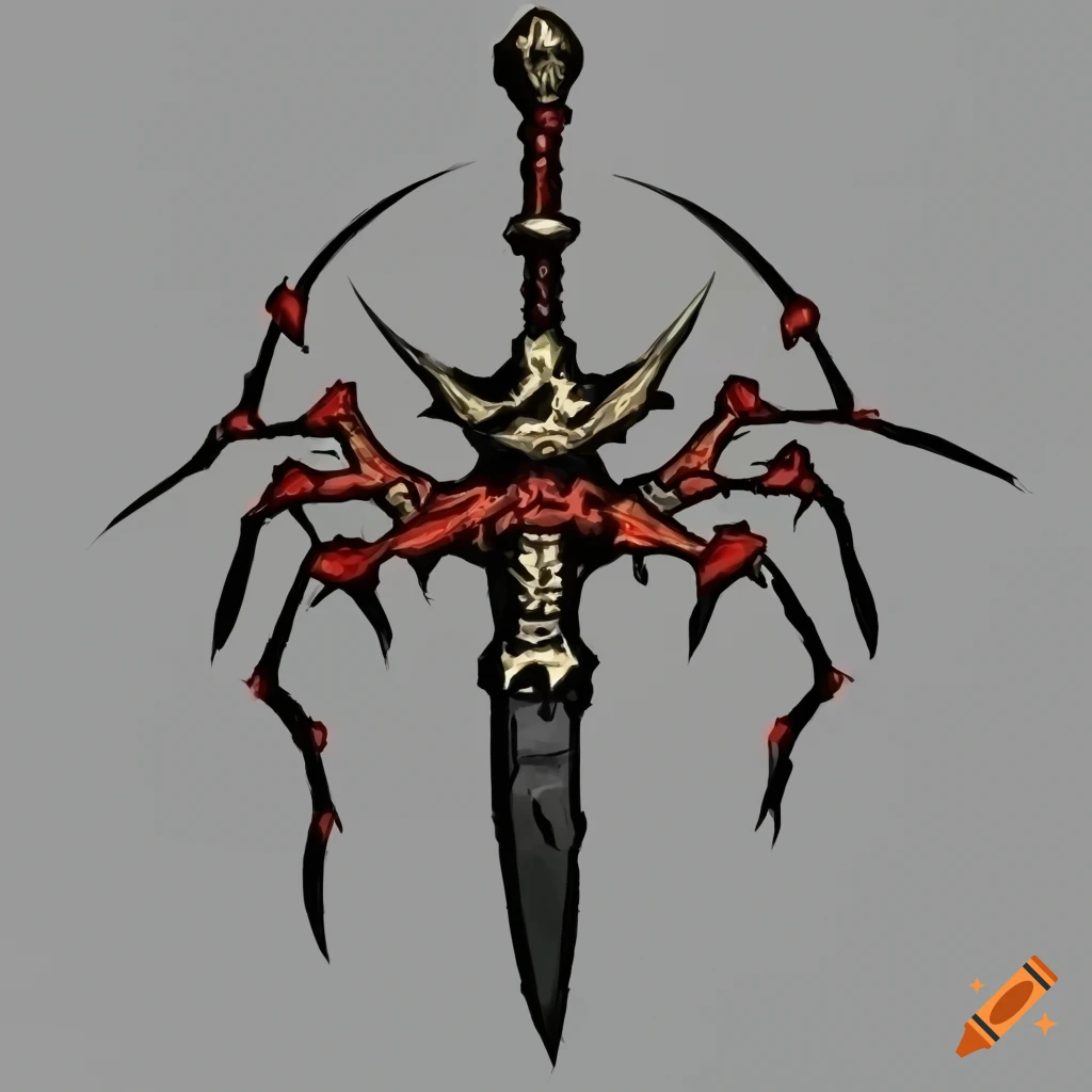 fantasy artwork of a poison spider-themed dagger