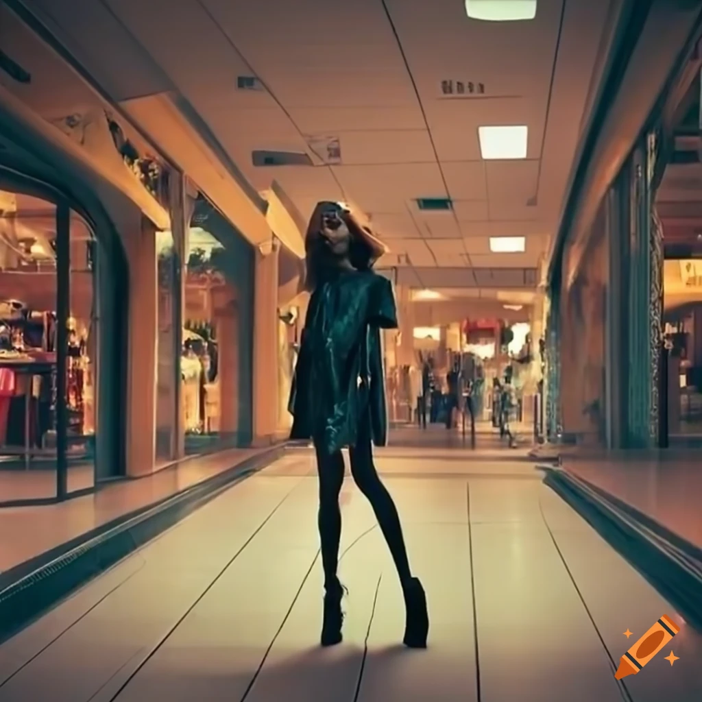 retro mall with empty storefronts
