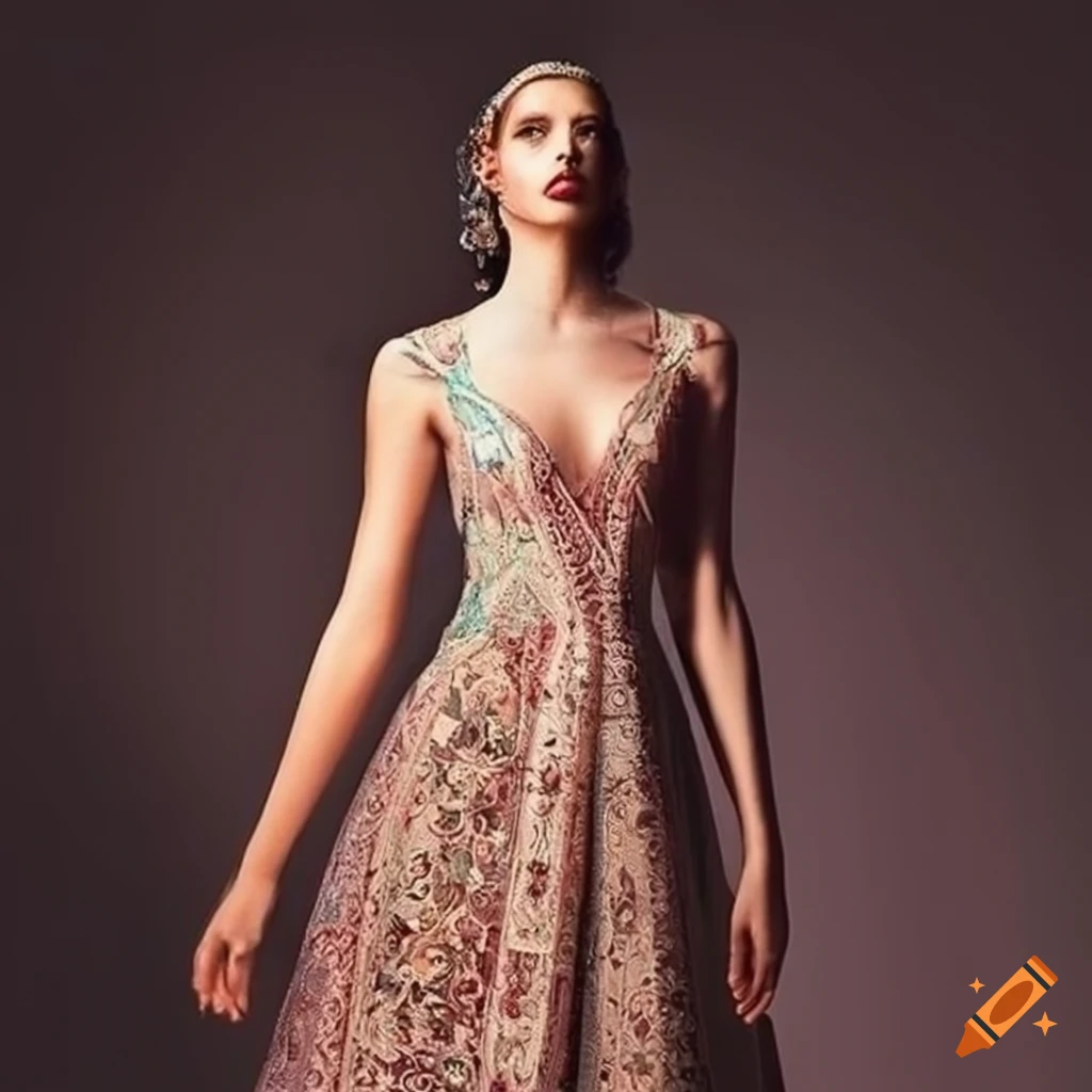 Stunning dress with a persian rug inspired design on Craiyon