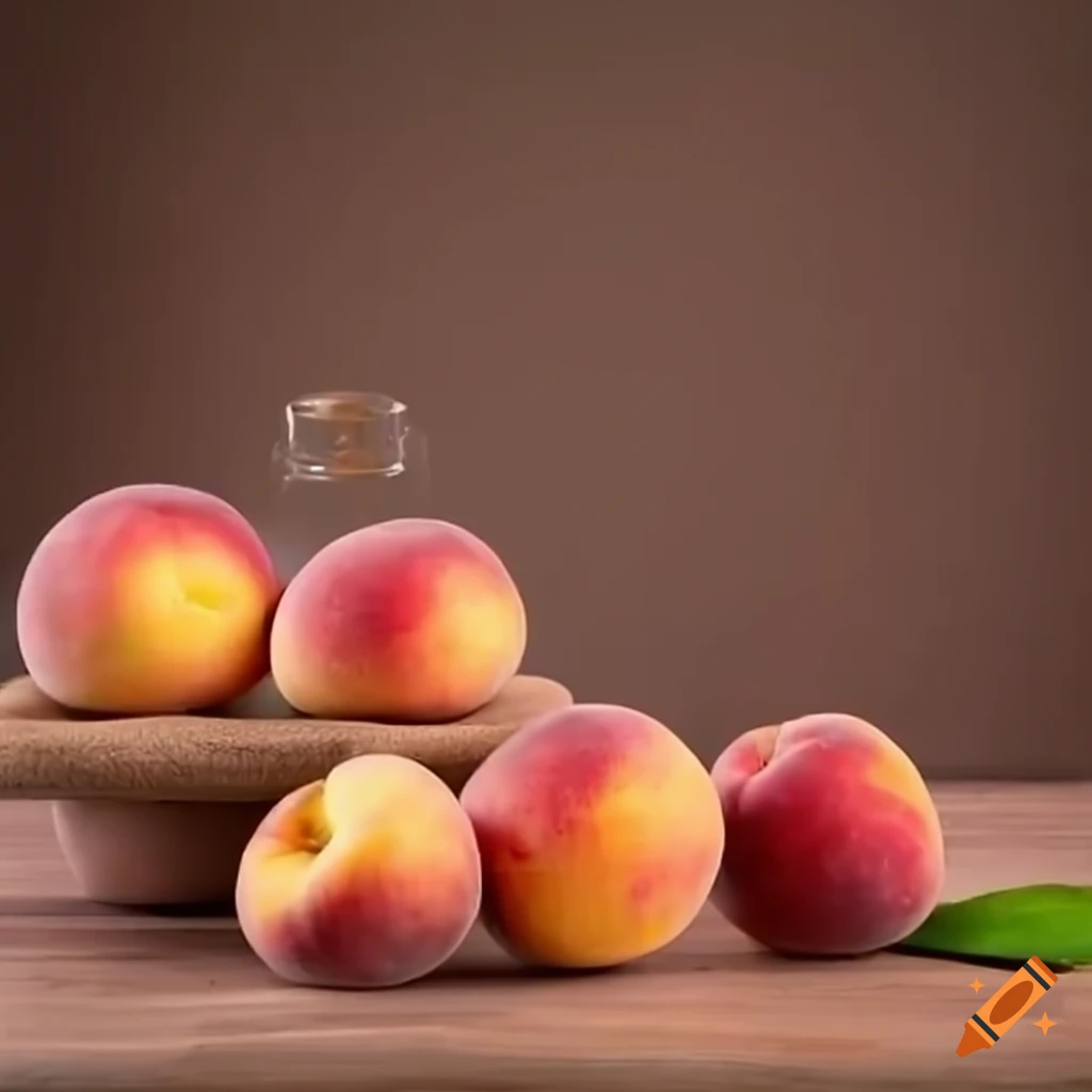 spa scene with massage oil and fresh peaches