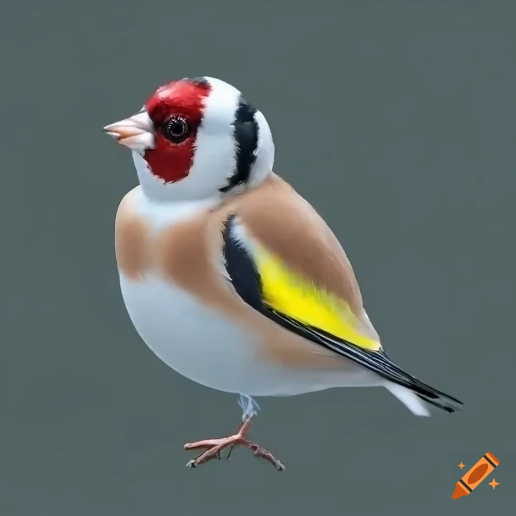 adorable goldfinch bird with fluffy brown and white feathers