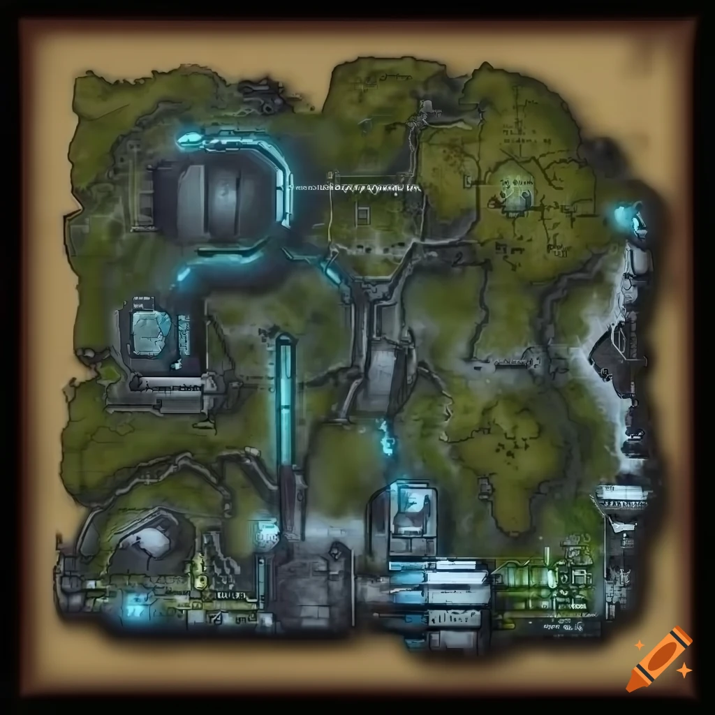 Realistic sci-fi game map on Craiyon
