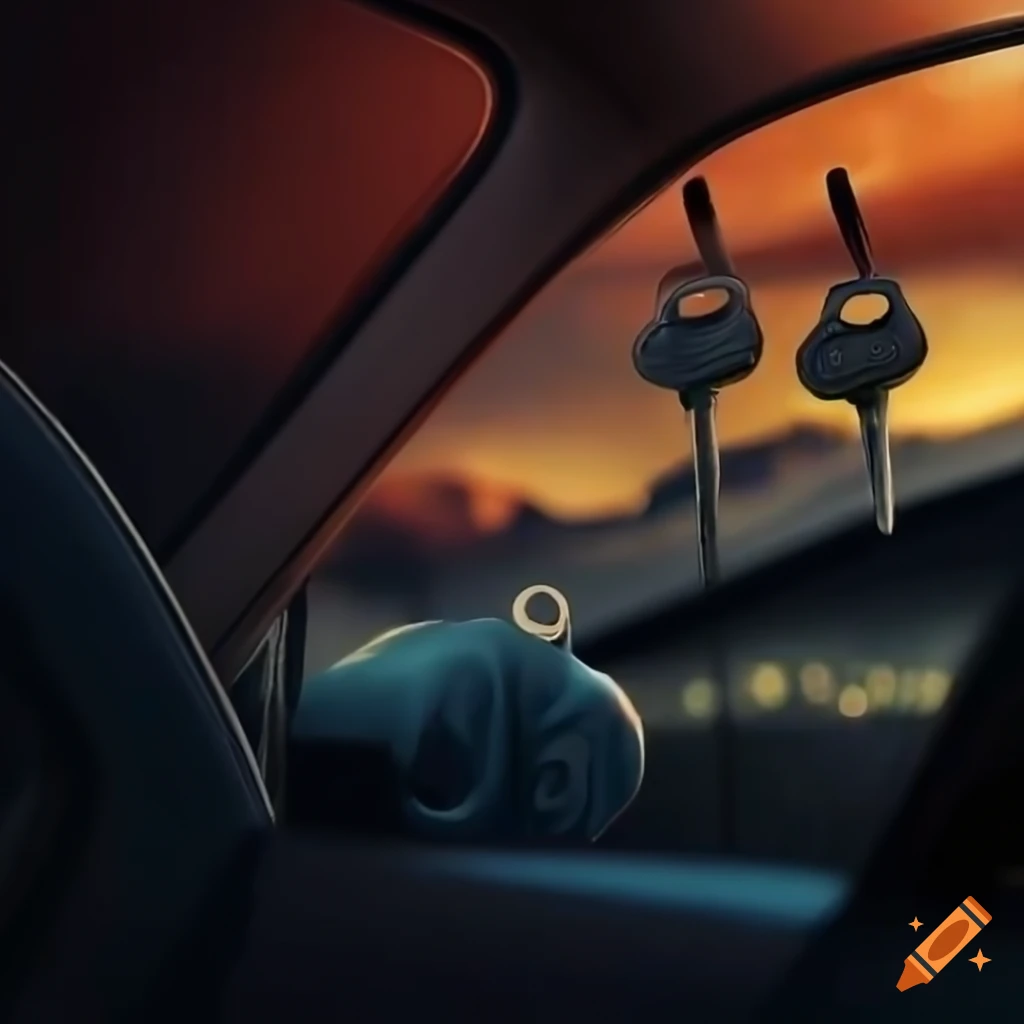 Keys dangling through a car window