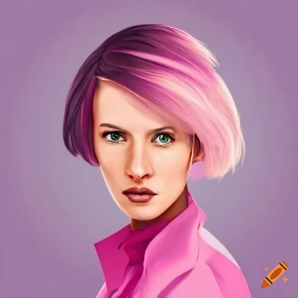 Graphic designer woman with pink shirt and blond hair on Craiyon