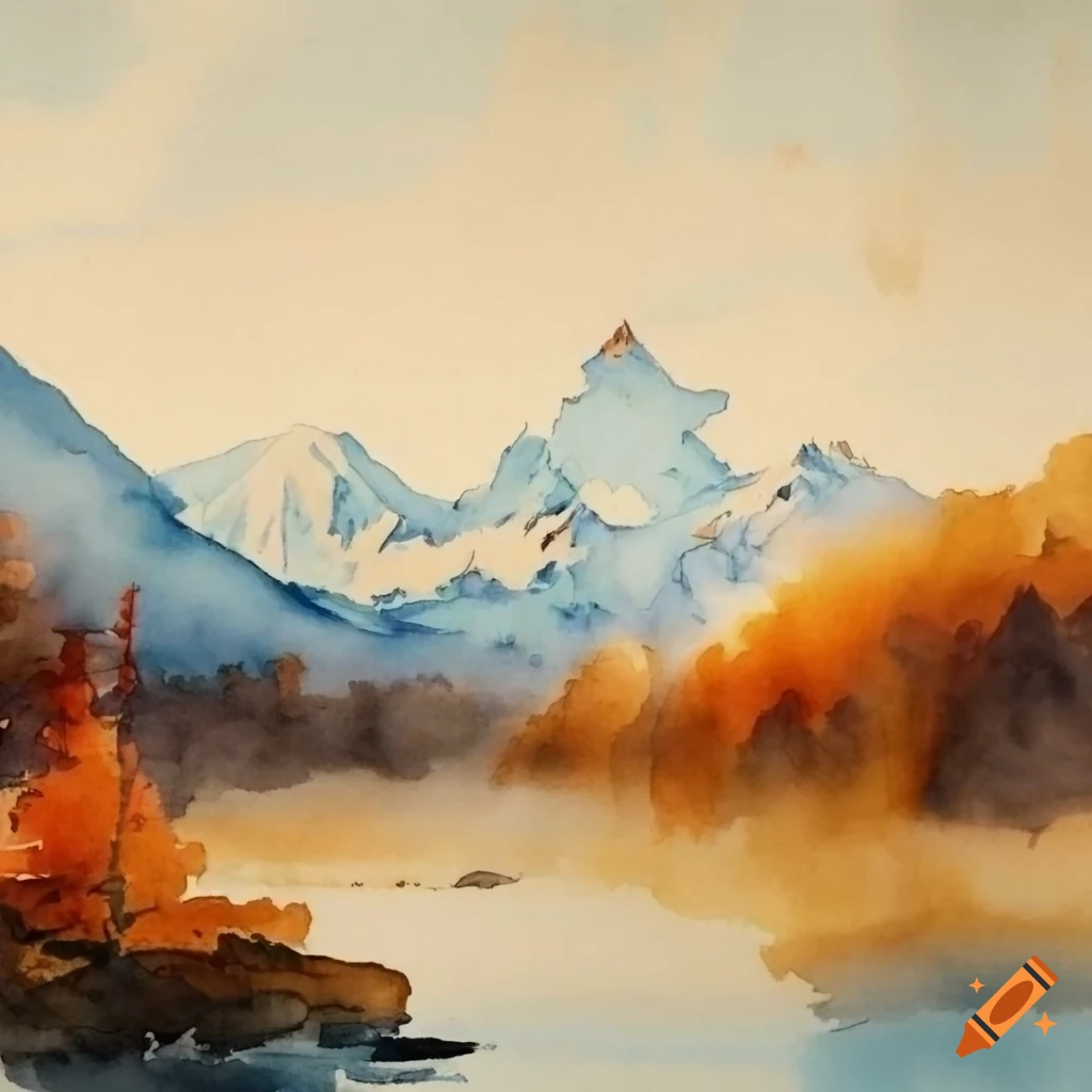 Watercolor of ural mountains on Craiyon