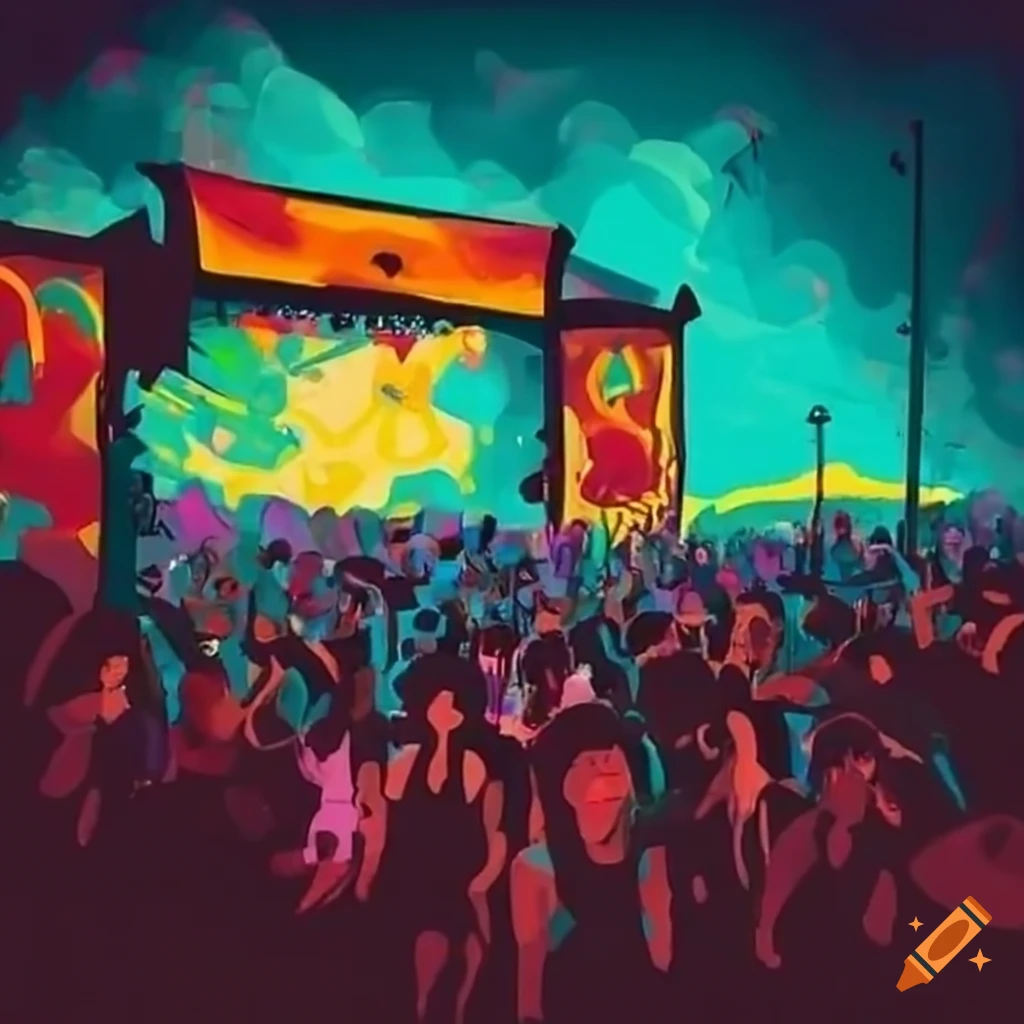 colorful crowd enjoying live music at Bonnaroo festival