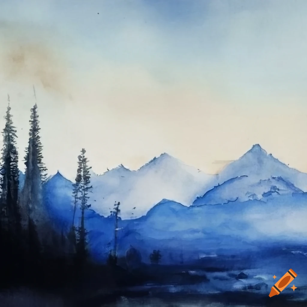 Watercolor of ural mountains on Craiyon