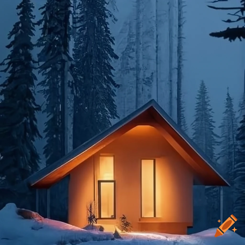 Cozy minimal cabin architecture
