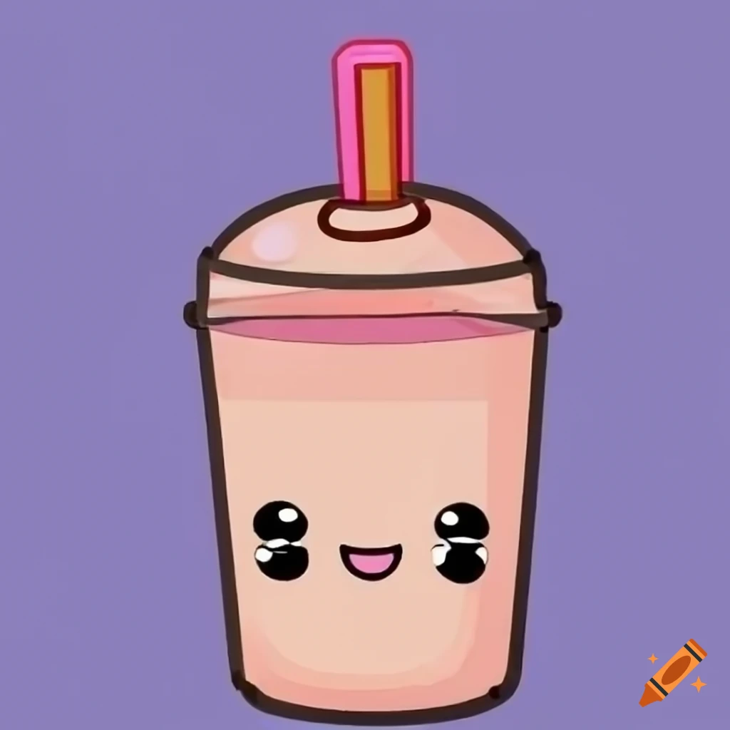 Cute cartoon boba cup with smiley face on Craiyon