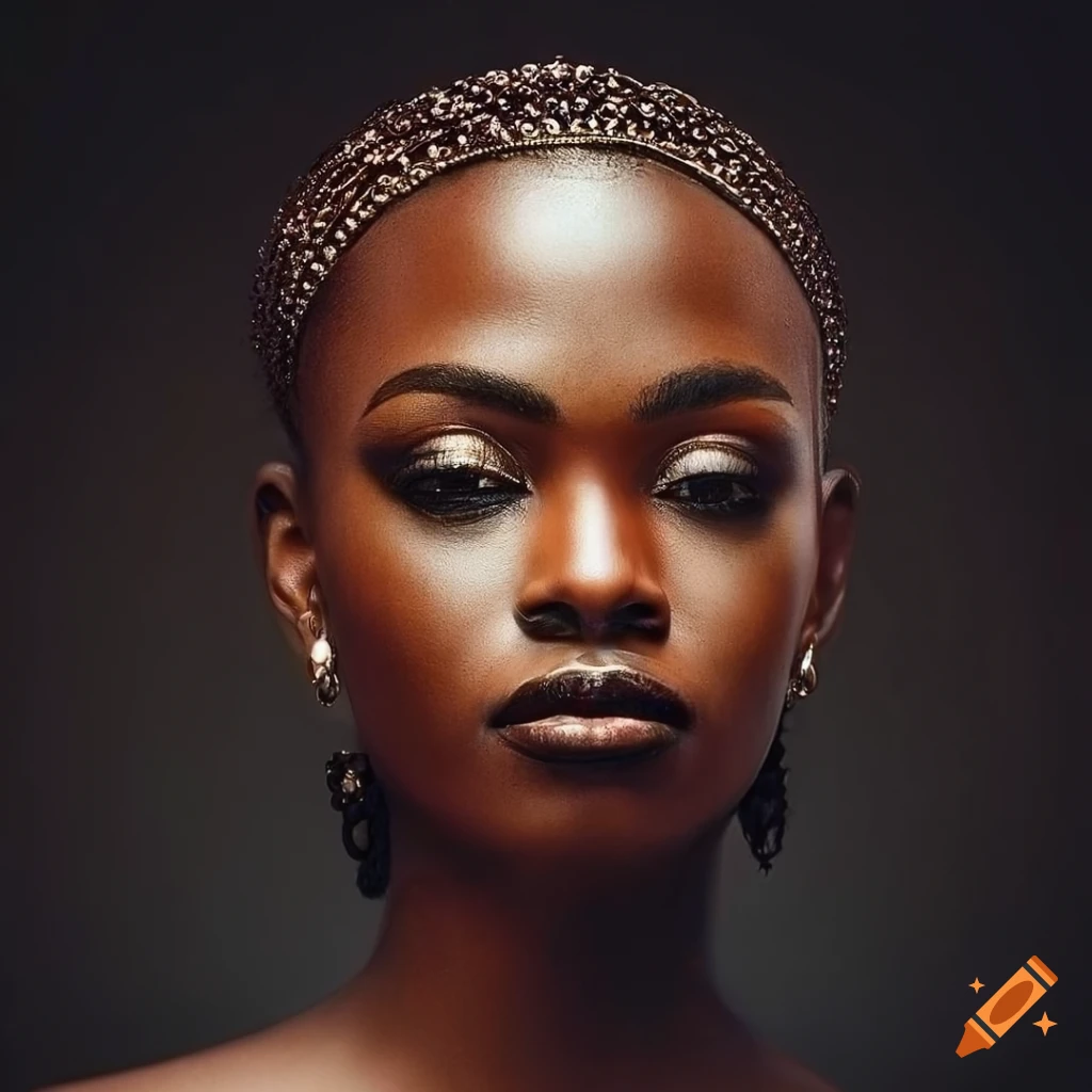 artistic portrait of an ebony woman with golden patterns