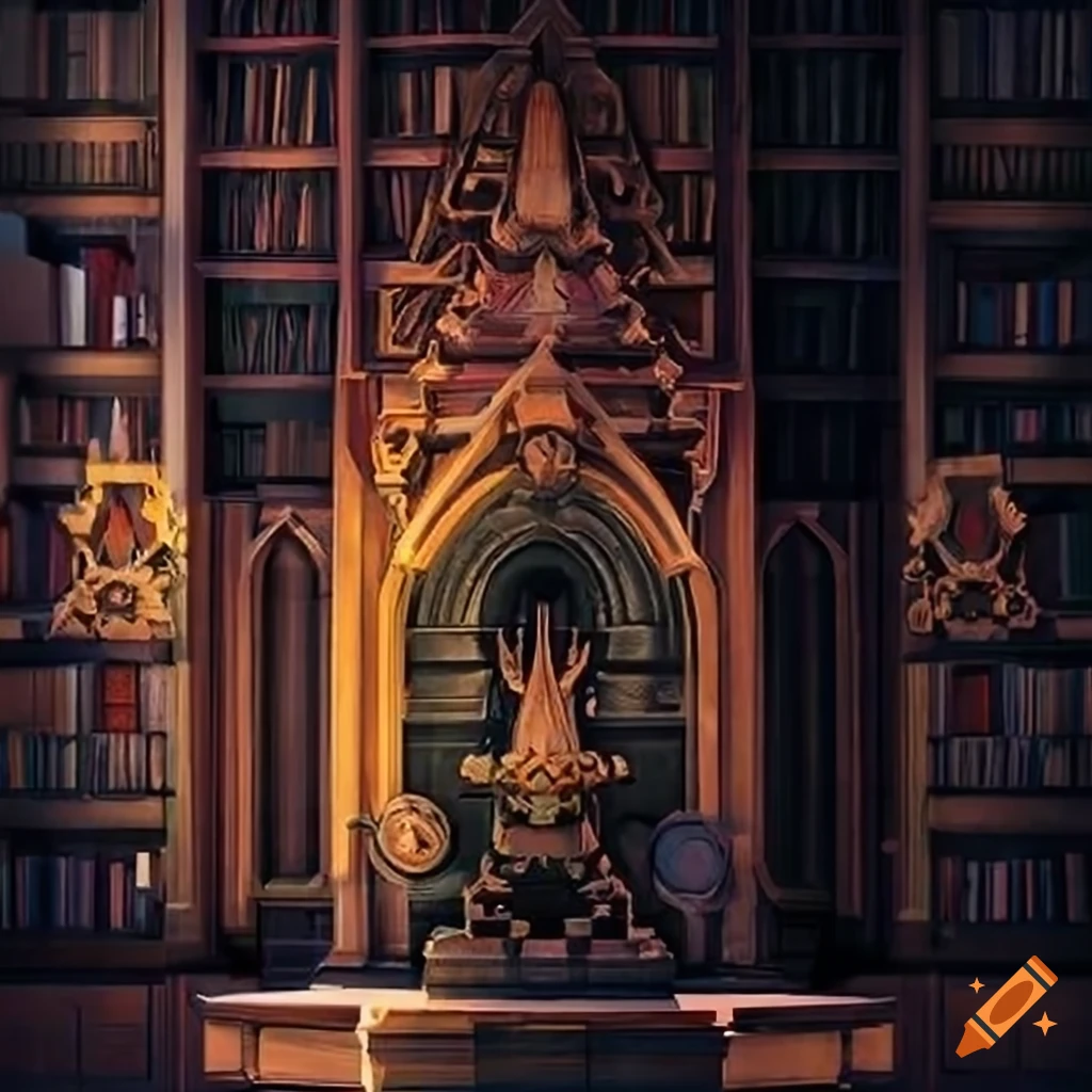 detailed architectural carving in a bookstore