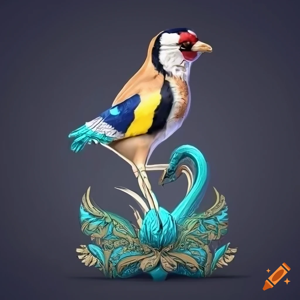 detailed illustration of a king European goldfinch bird