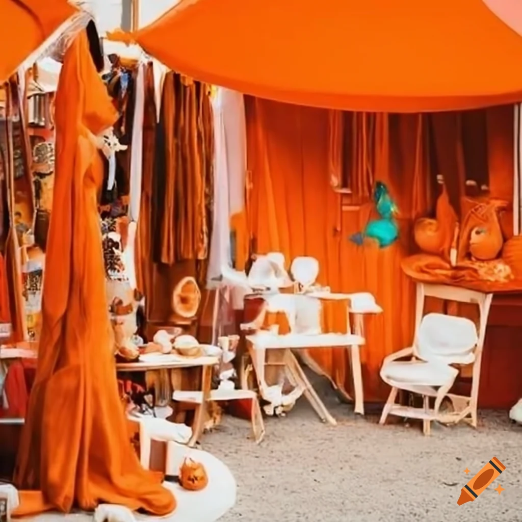 Orange and white area at a flea market on Craiyon