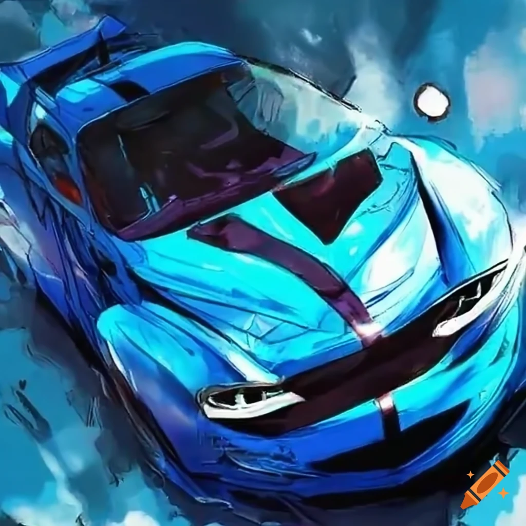 Birds Eye View Of A Blue Race Car On Craiyon