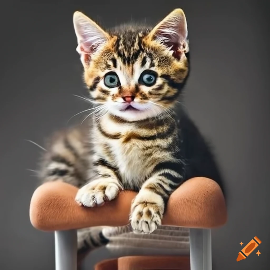 tabby kitten sitting on a chair