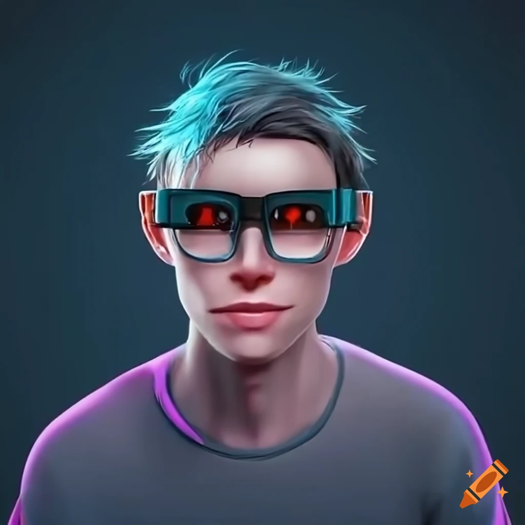 Stylish character with smart glasses on craiyon