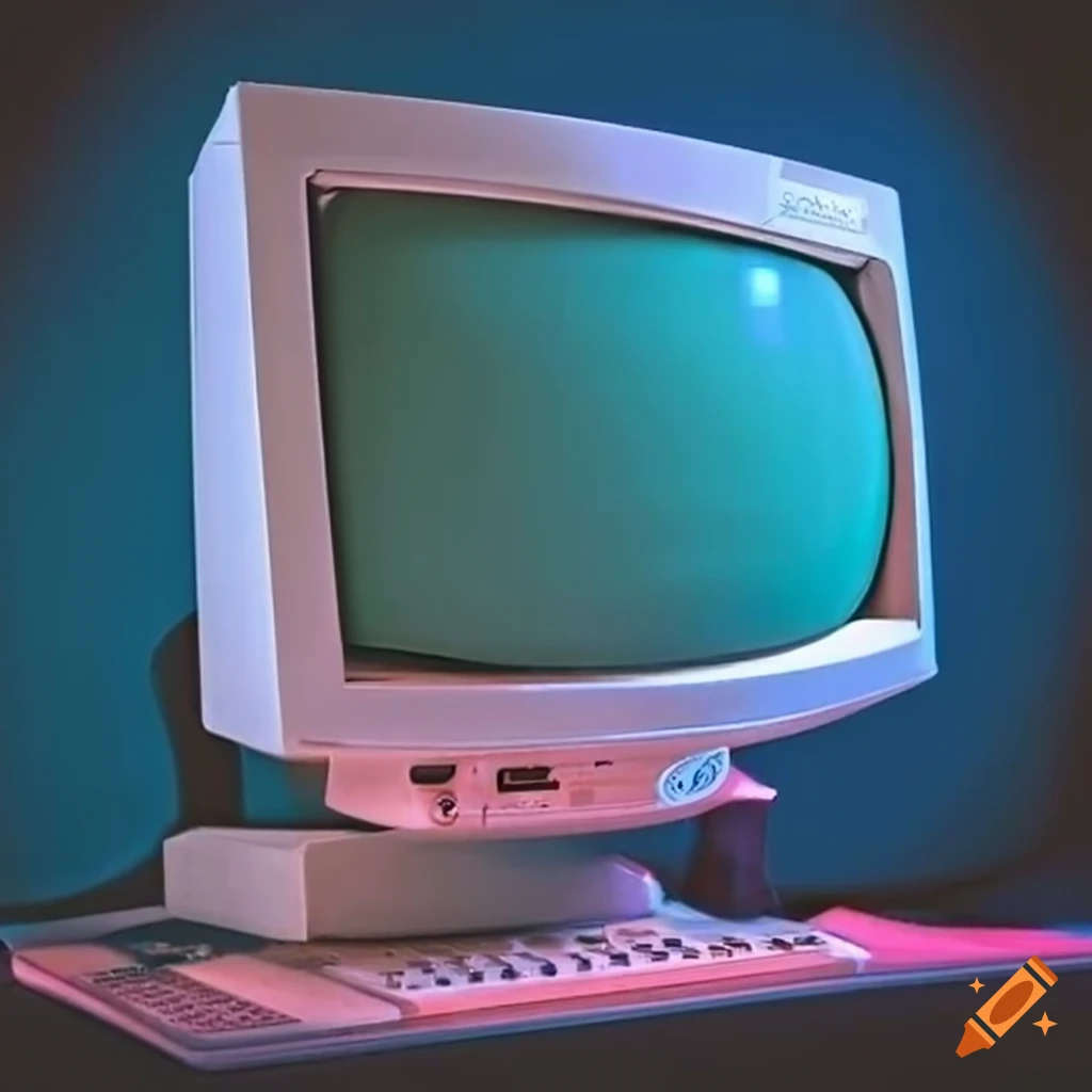 80s Style Crt Computer Monitor With Blue Screen On Craiyon