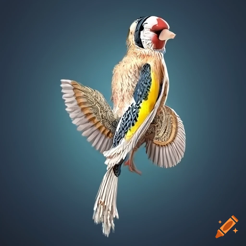 detailed illustration of a king european goldfinch bird