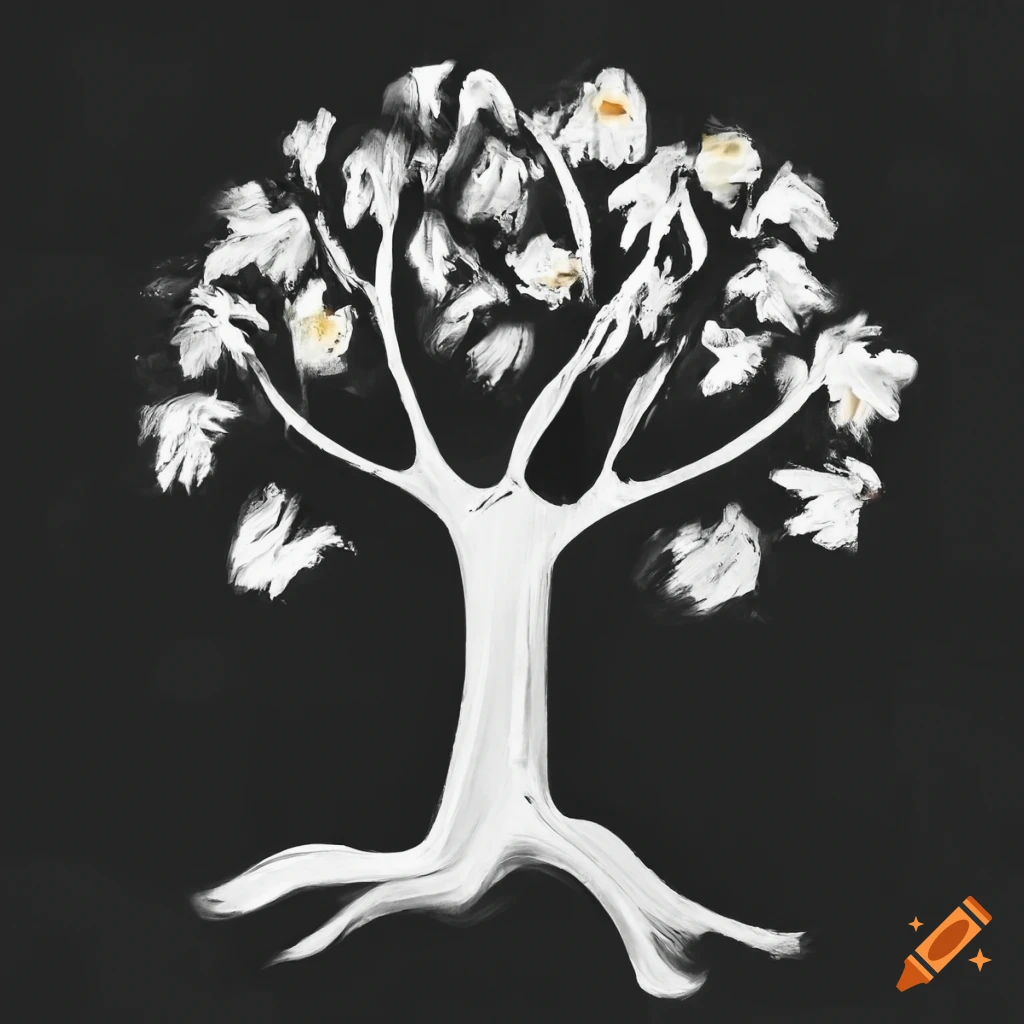 Minimalist black and white tree logo on Craiyon