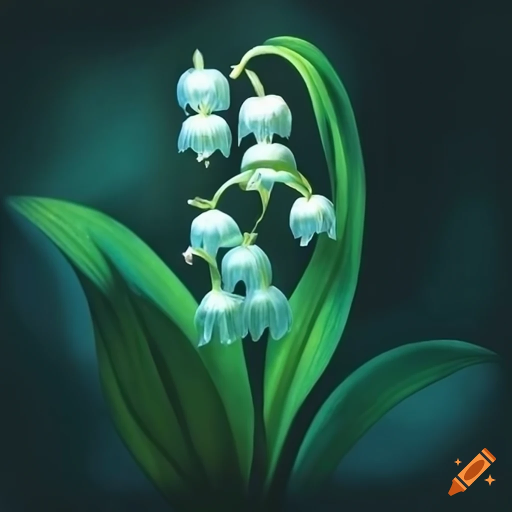 Glowing lily of the valley on Craiyon