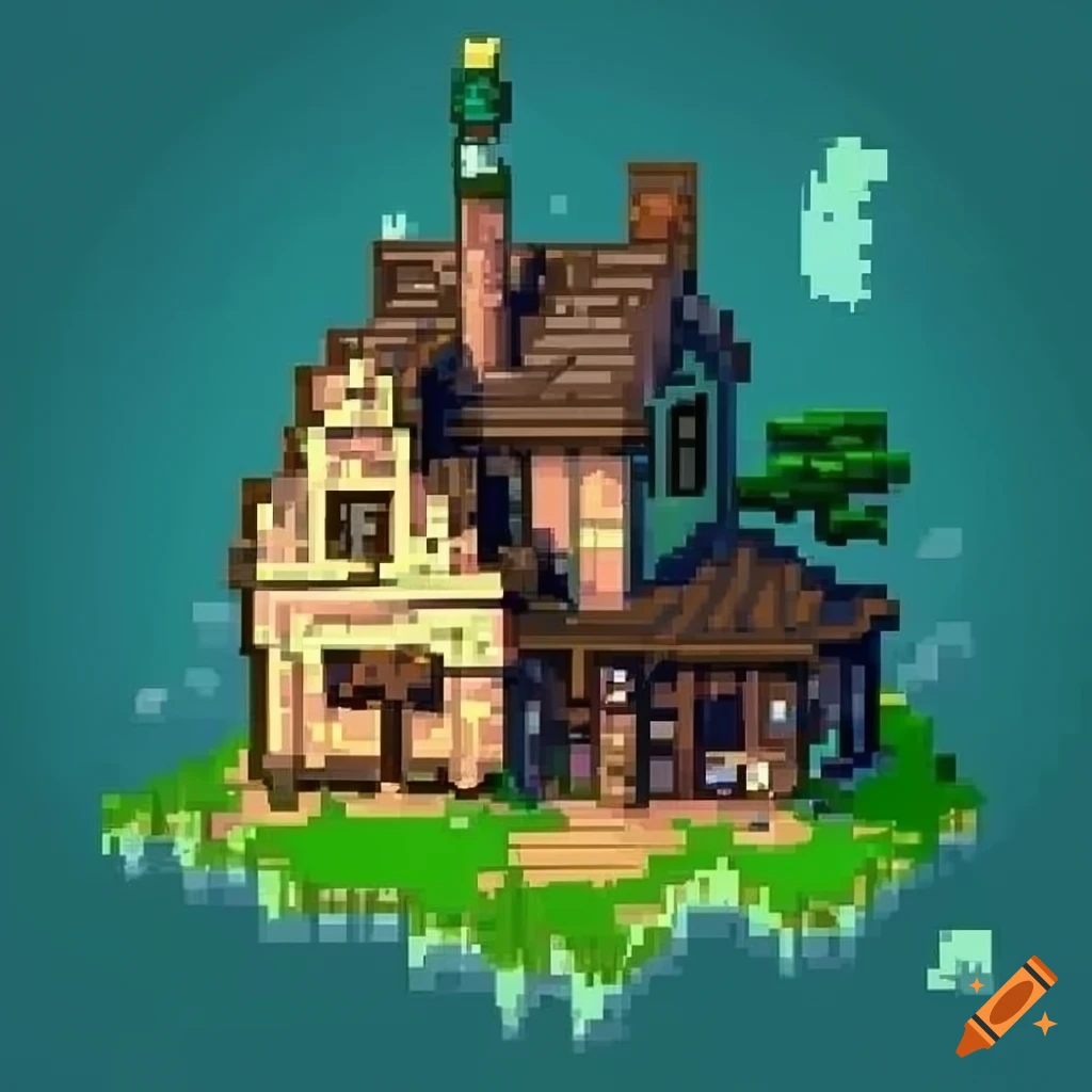 2D pixel art of a medieval-style house