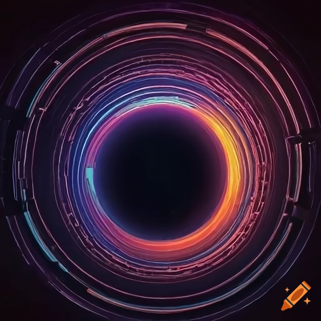 cover art of a deep circular pit with futuristic city skyline