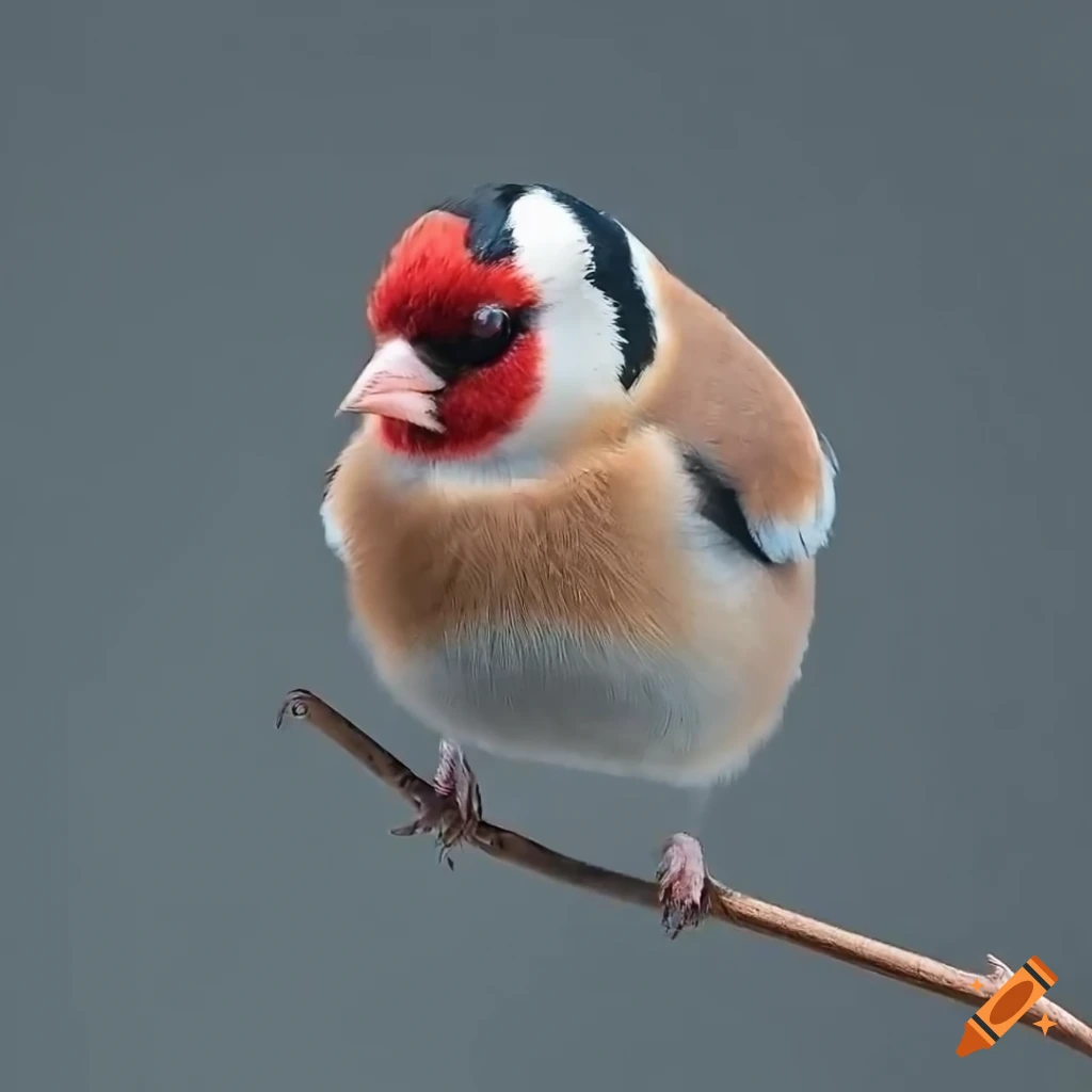 a fluffy goldfinch with colorful body and wings
