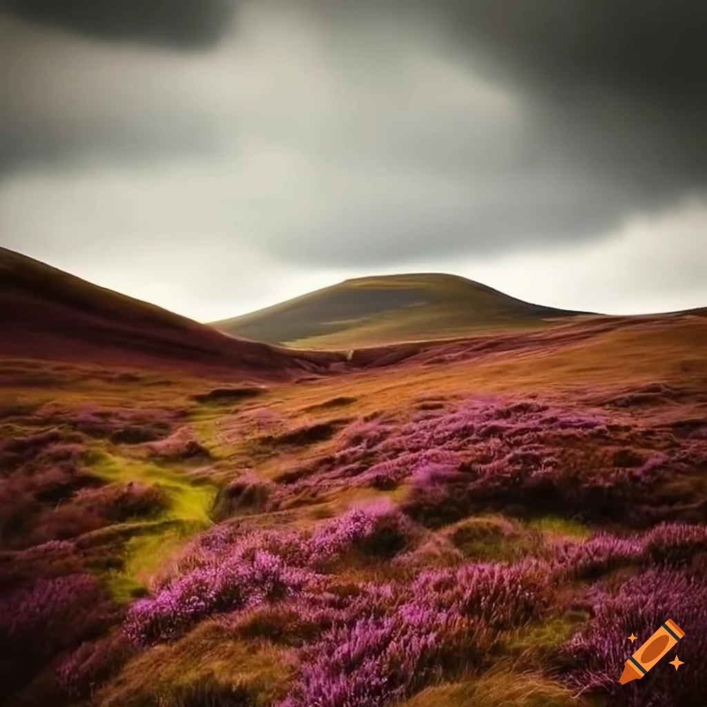 heather covered moors in the Berwyn Mountains