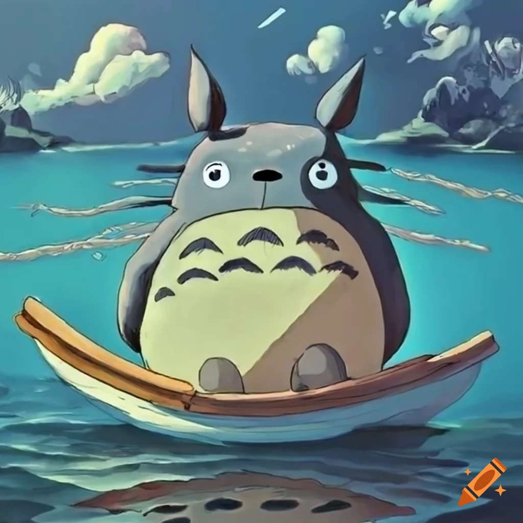 totoro sailing on a boat