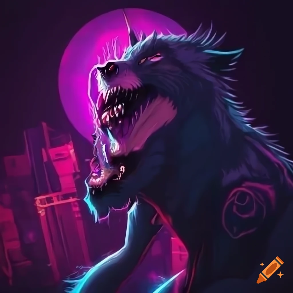 Synthwave Art Of A Werewolf