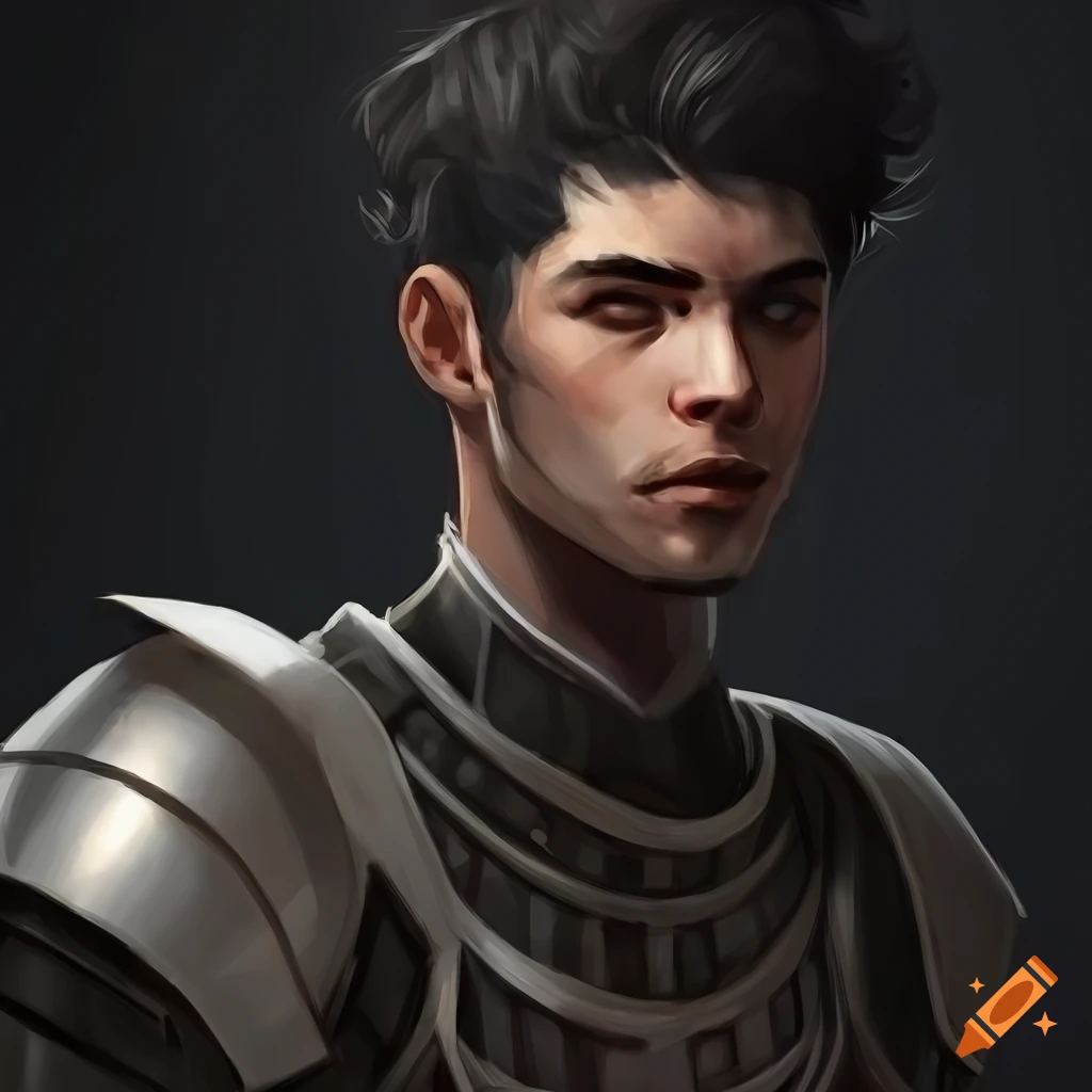 Concept art of a man in black silver armor on Craiyon