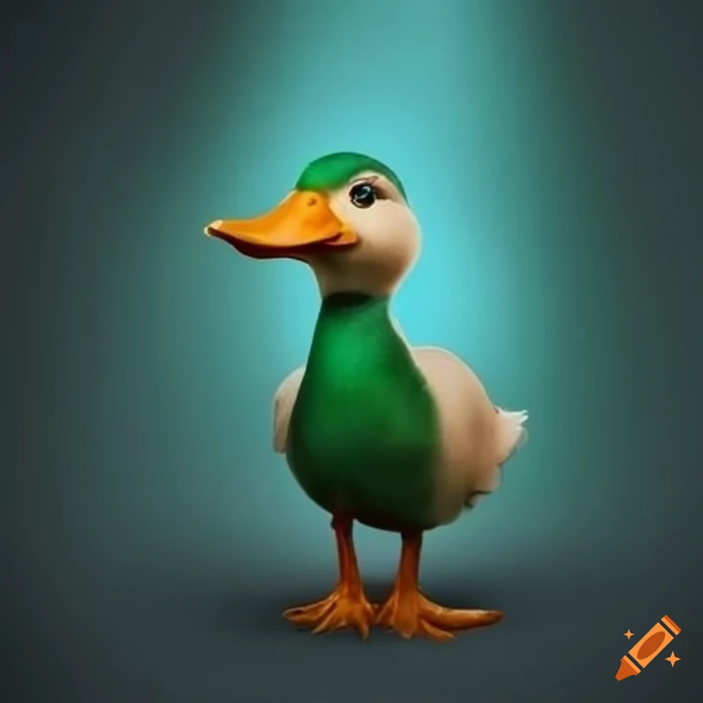 duck holding a small person in front of slytherin backdrop