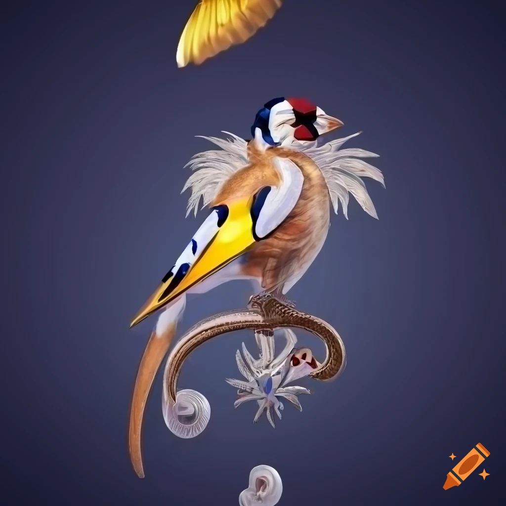 detailed illustration of a European goldfinch bird