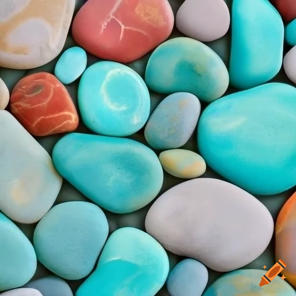 colorful pebbles on light gray background