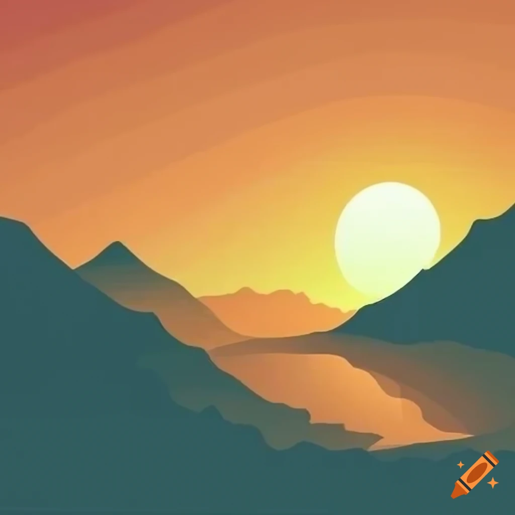 vector art of mountains at sunrise