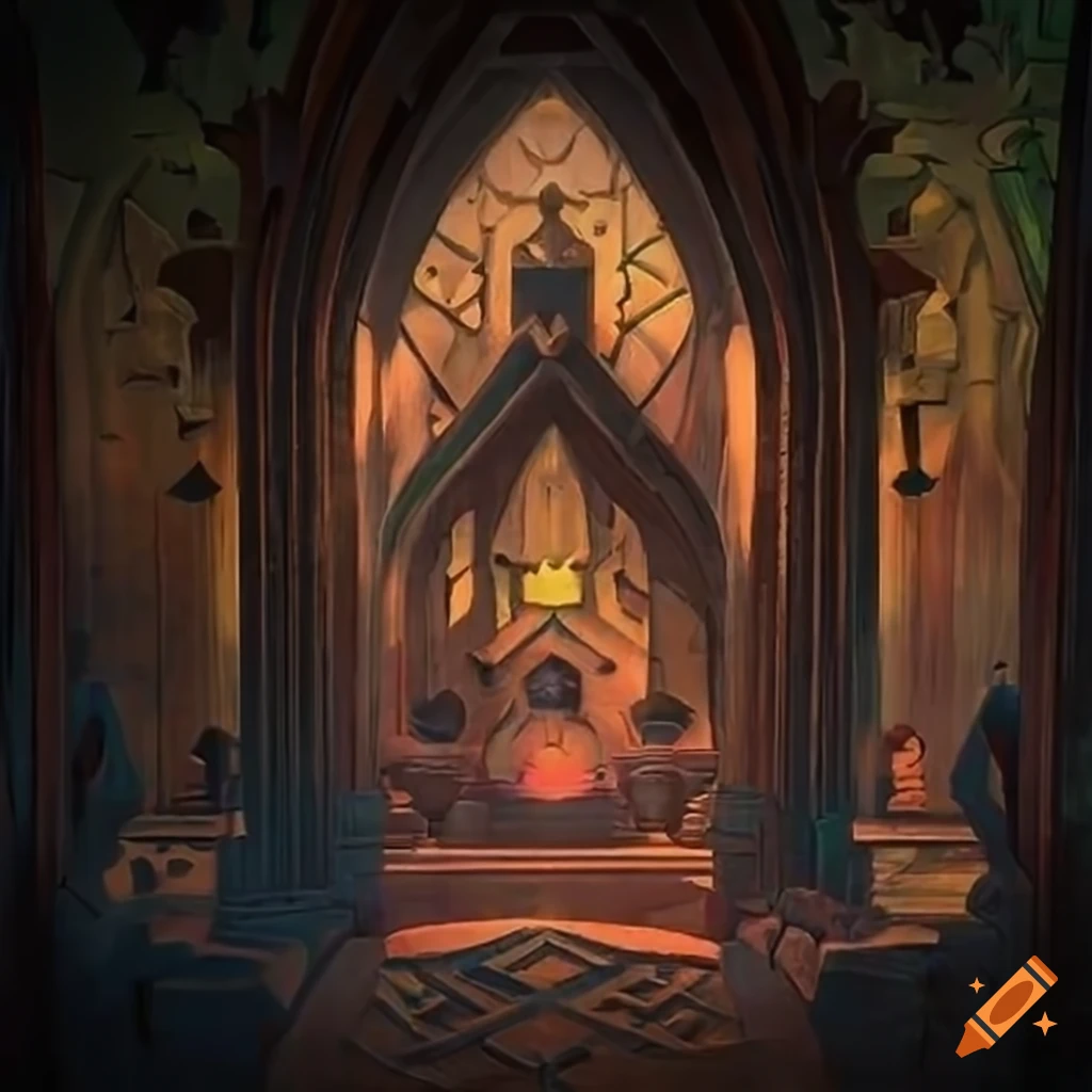 detailed artwork with architectural stave carving style