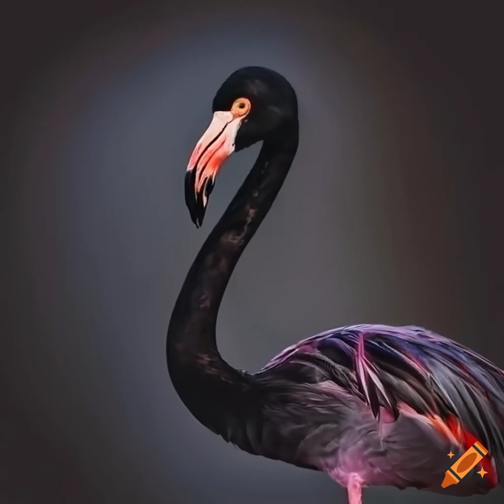 Captivating black flamingo standing gracefully on craiyon