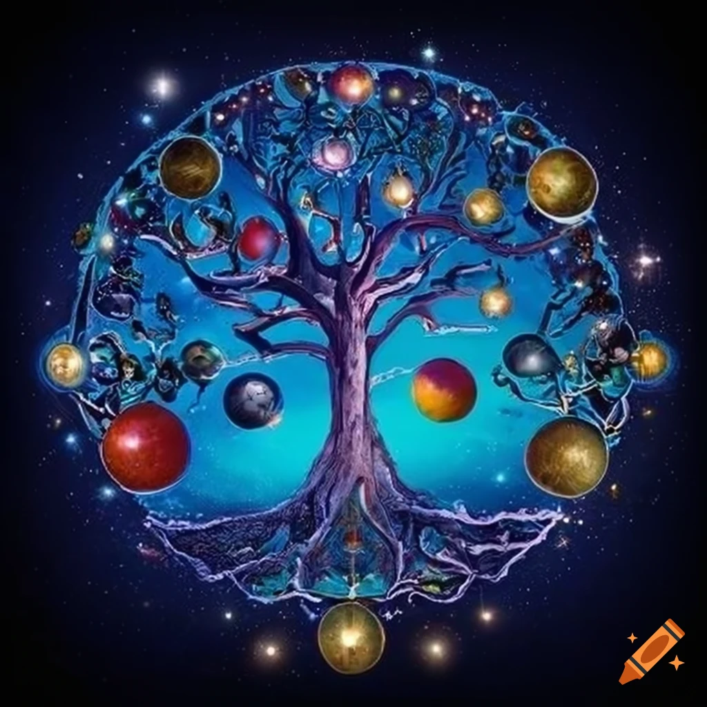 Artistic depiction of a tree of life in the universe
